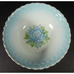 Antique Blue Rose Wheelock Pottery 7" Bowl